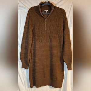 AUW Chocolate Brown Knit Cardigan with Zipper